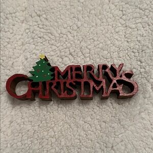Hand Made Festive Red 'Merry Christmas' Wooden Sign